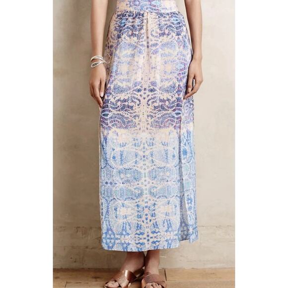MAEVE Waimea Silk Printed Maxi Skirt Purple Blue High Slit Boho Women's S - Picture 1 of 9